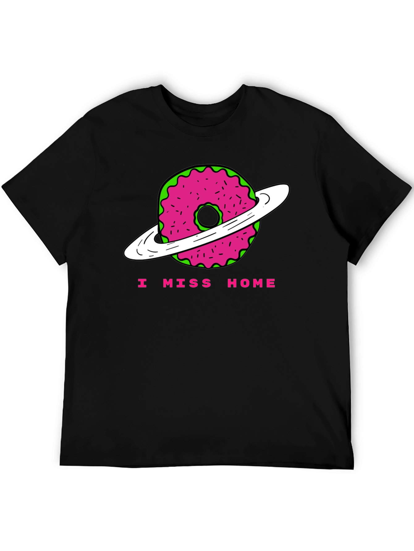 I Miss Home Donut Planet Black T-Shirt