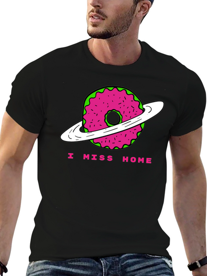 I Miss Home Donut Planet Black T-Shirt