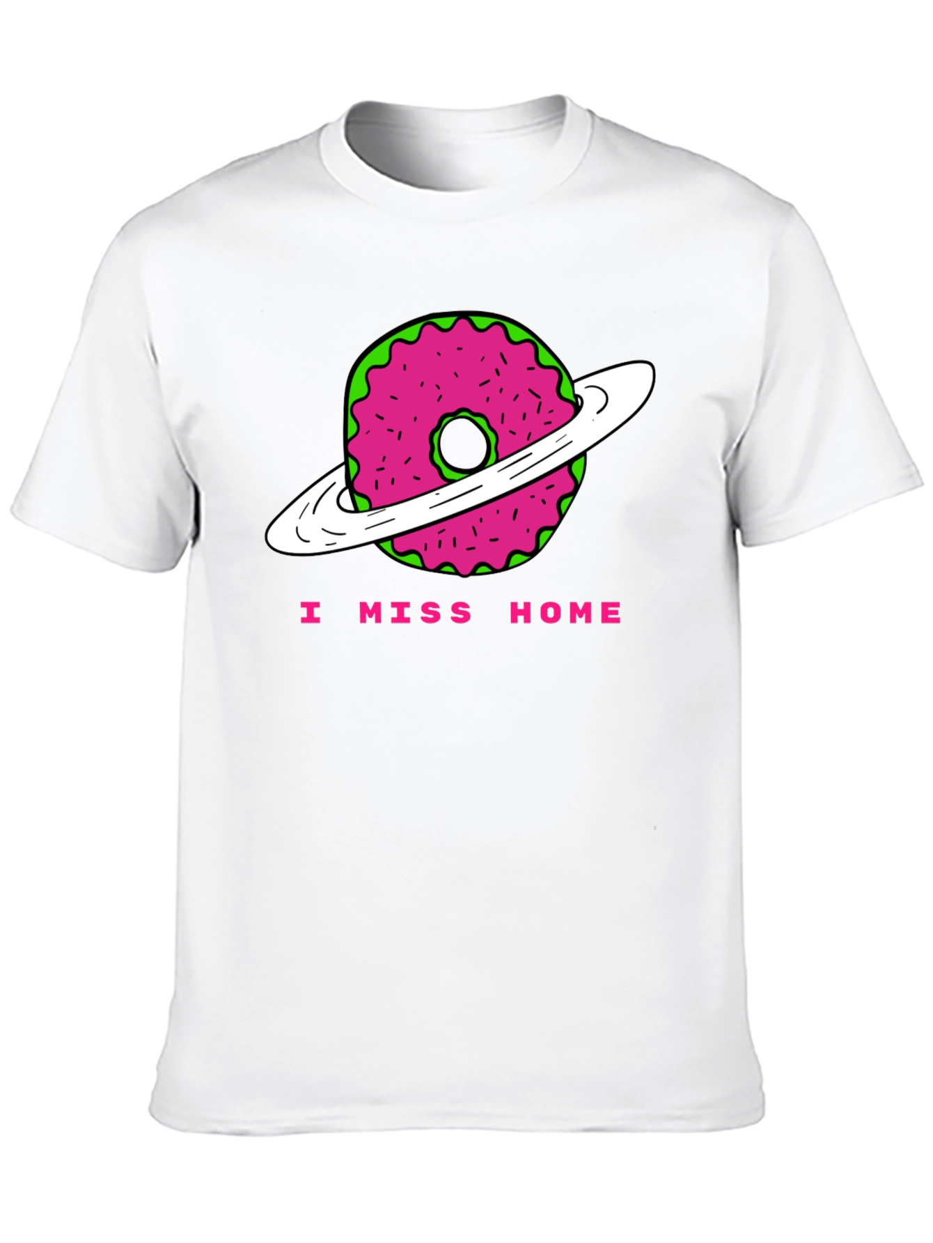 I Miss Home Donut Planet Black T-Shirt