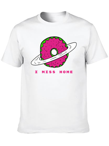 I Miss Home Donut Planet Black T-Shirt