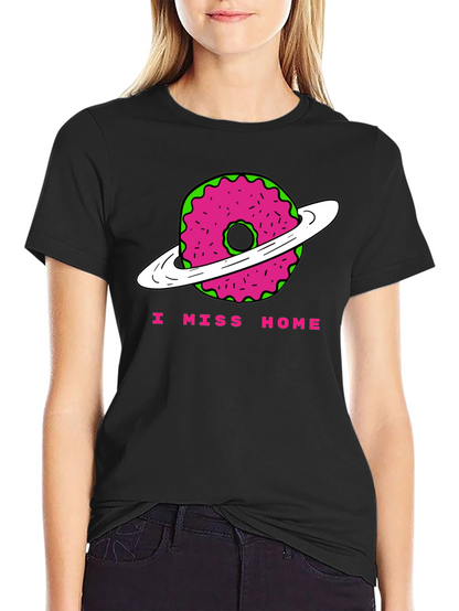 I Miss Home Donut Planet Black T-Shirt