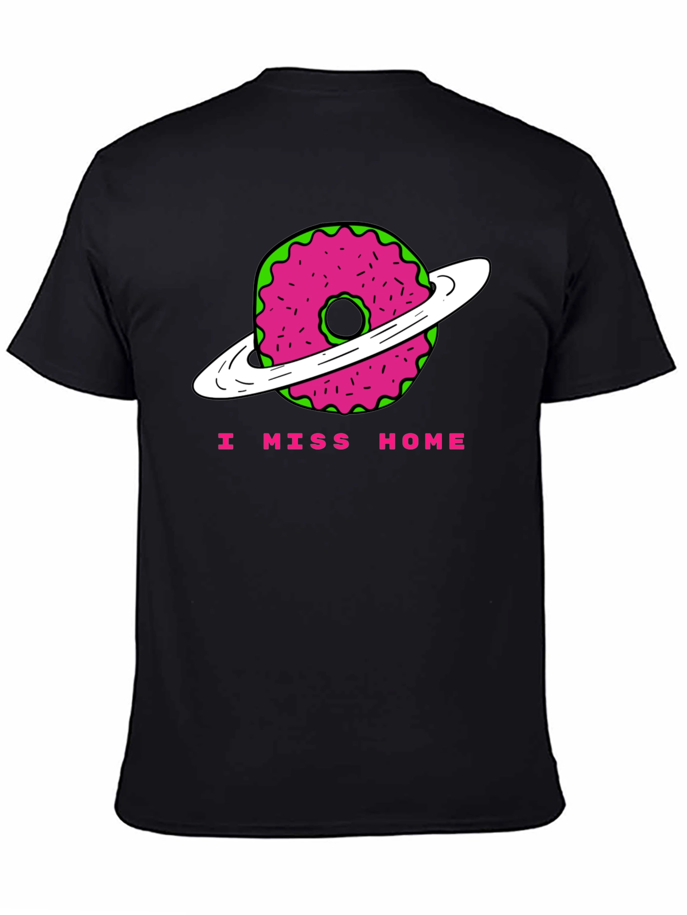 I Miss Home Donut Planet Black T-Shirt