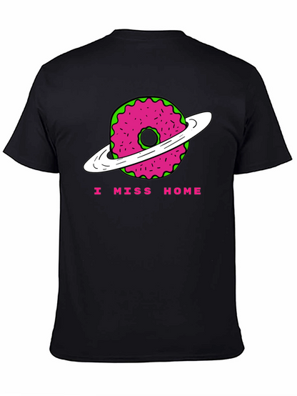 I Miss Home Donut Planet Black T-Shirt