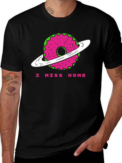 I Miss Home Donut Planet Black T-Shirt