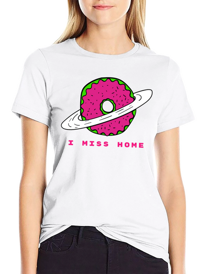 I Miss Home Donut Planet Black T-Shirt