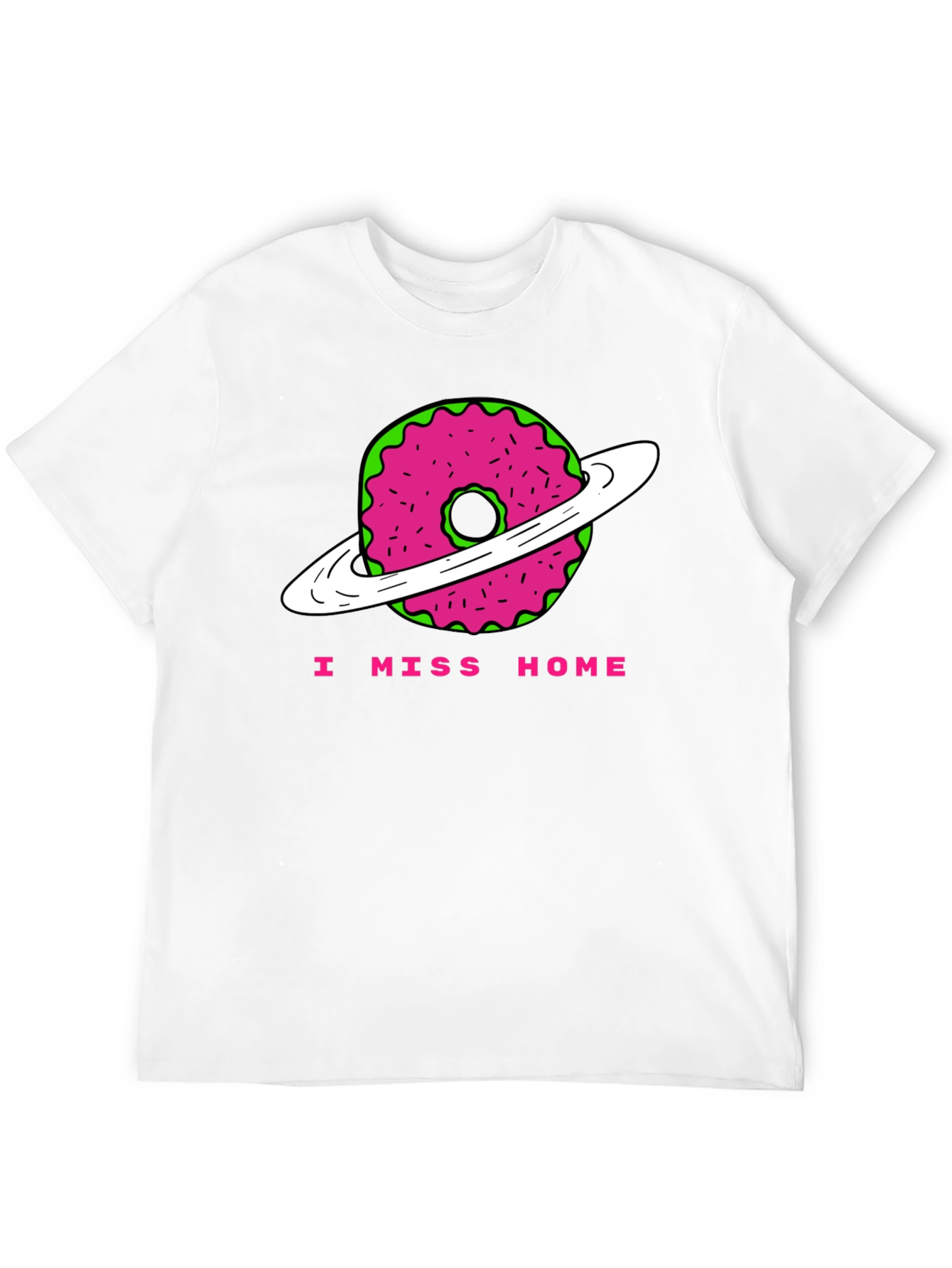 I Miss Home Donut Planet Black T-Shirt
