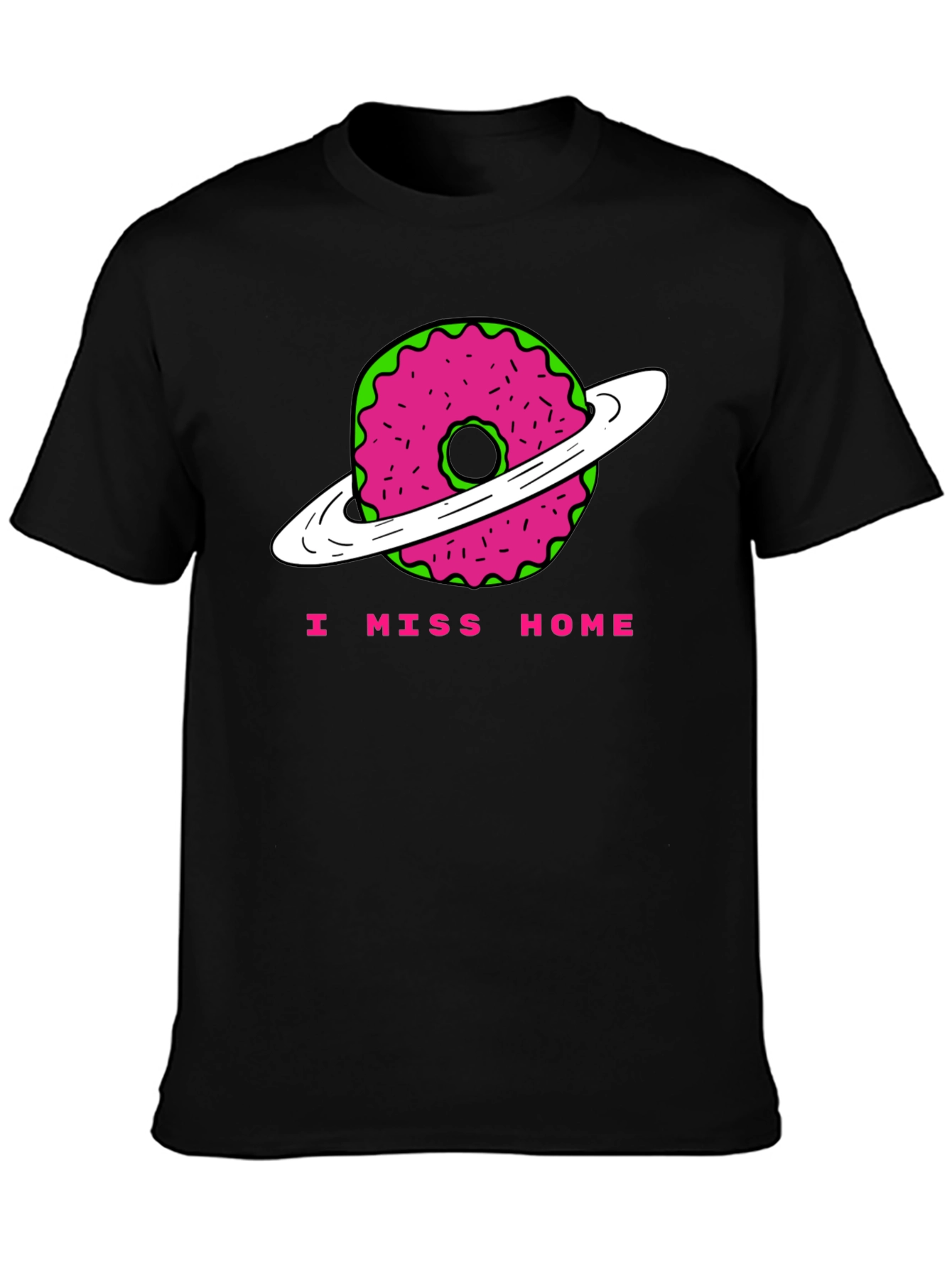 I Miss Home Donut Planet Black T-Shirt