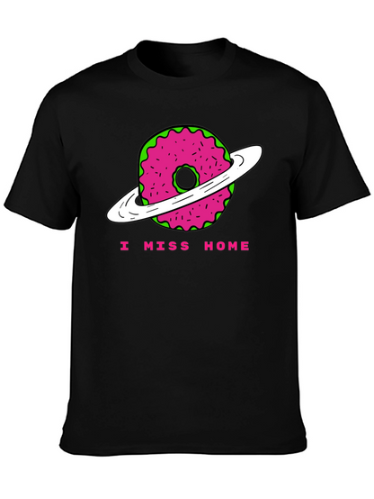 I Miss Home Donut Planet Black T-Shirt