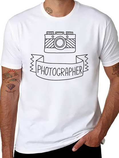 Photographer Camera Graphic Tee - Black Crewneck T-Shirt