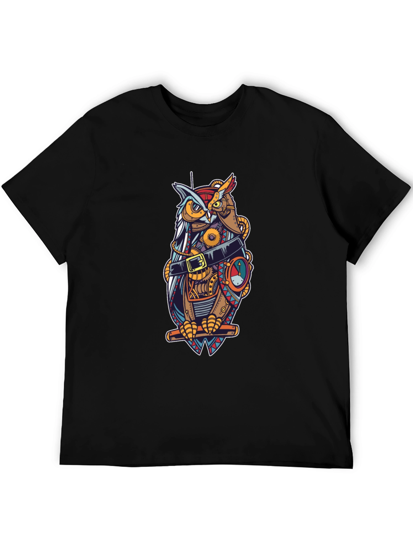 Steampunk Owl T-Shirt - Unique Mechanical Bird Design