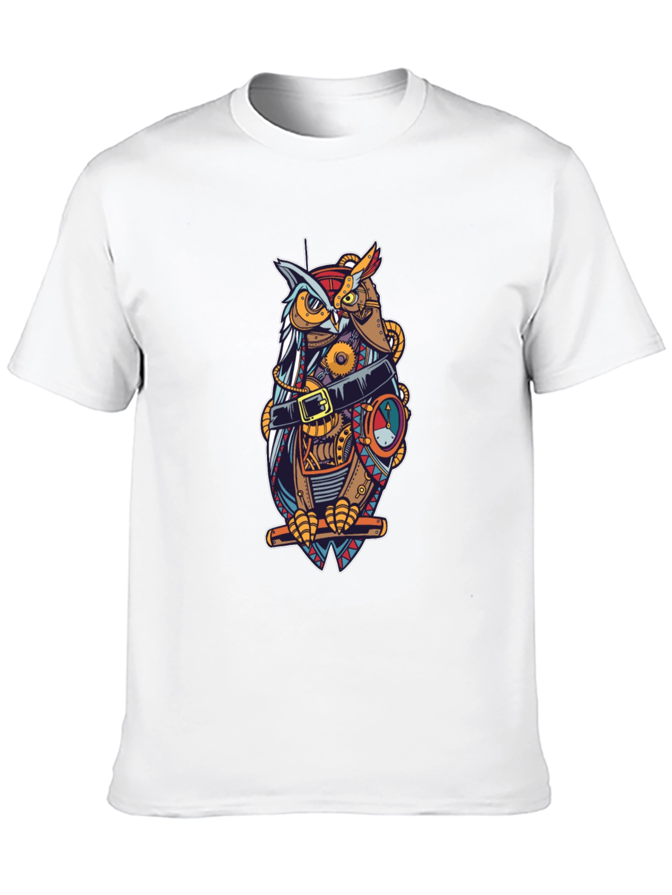 Steampunk Owl T-Shirt - Unique Mechanical Bird Design