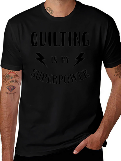 Quilting Superpower Black Graphic Tee