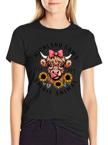 Highland Cow Spirit Animal Graphic T-Shirt