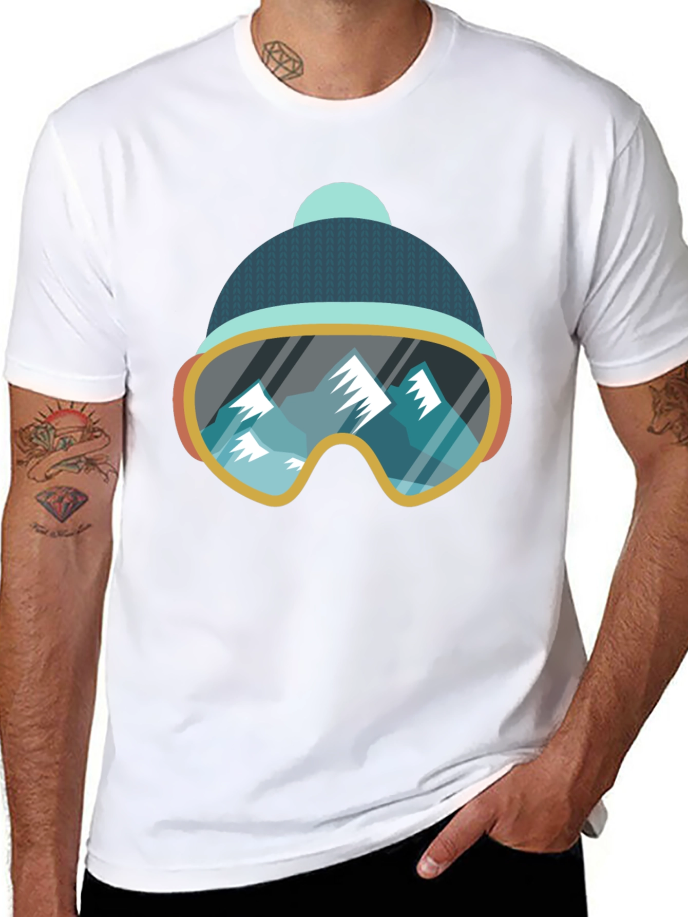 Cool Ski Goggles Mountain Graphic Tee