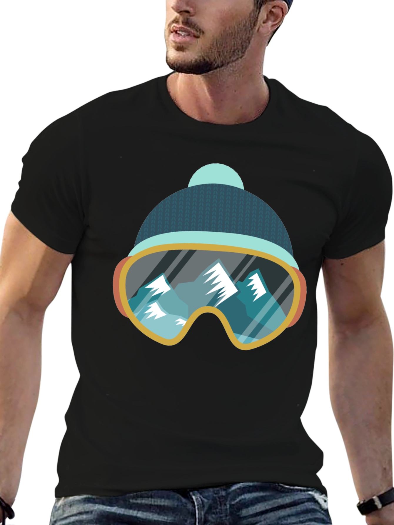 Cool Ski Goggles Mountain Graphic Tee