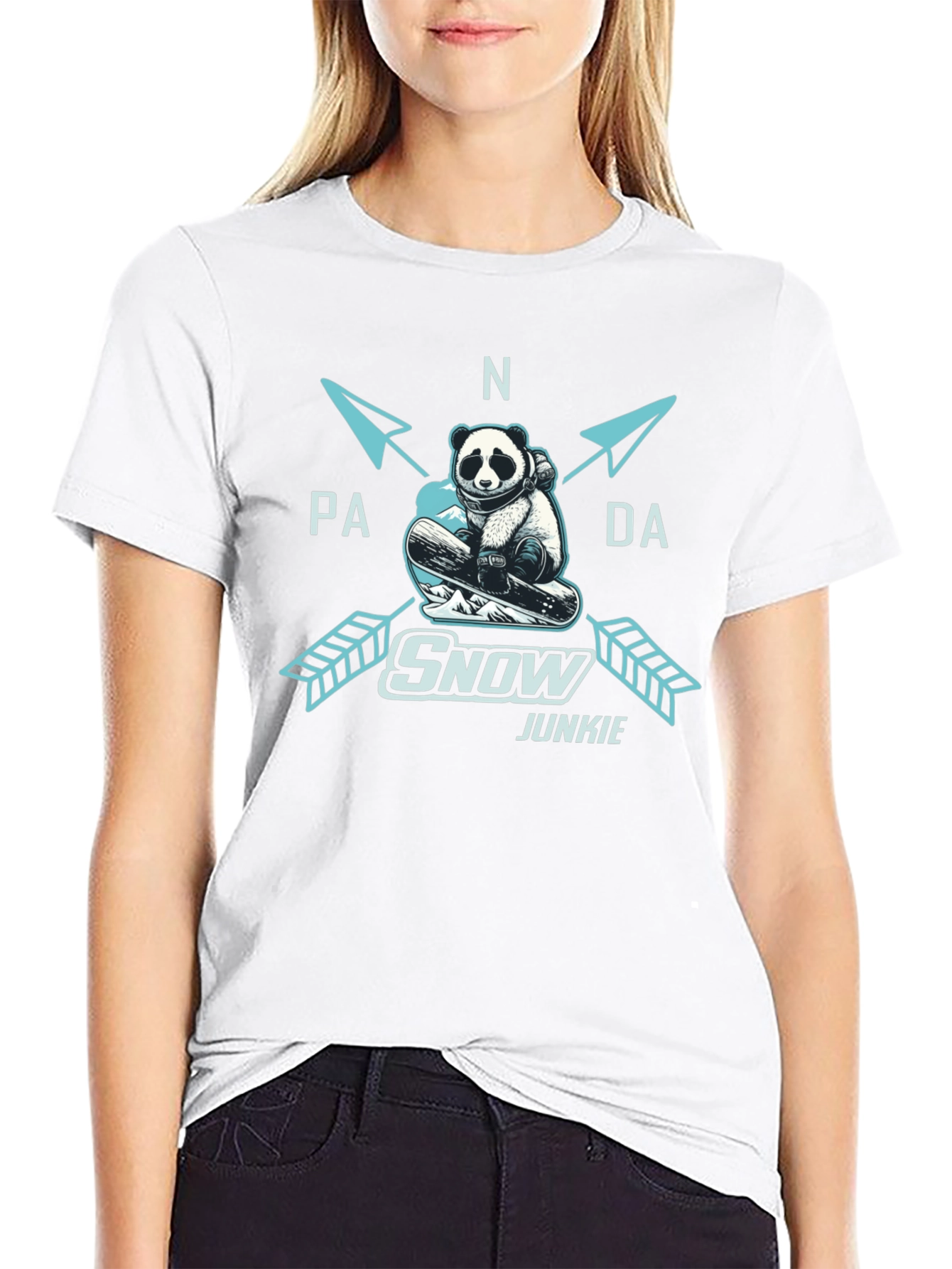 Panda Snow Junkie T-Shirt - Black Cotton Tee
