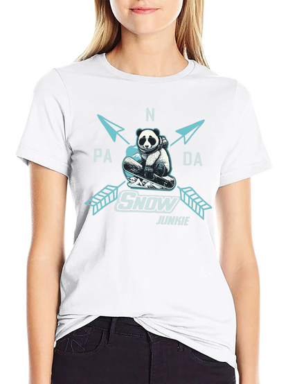 Panda Snow Junkie T-Shirt - Black Cotton Tee
