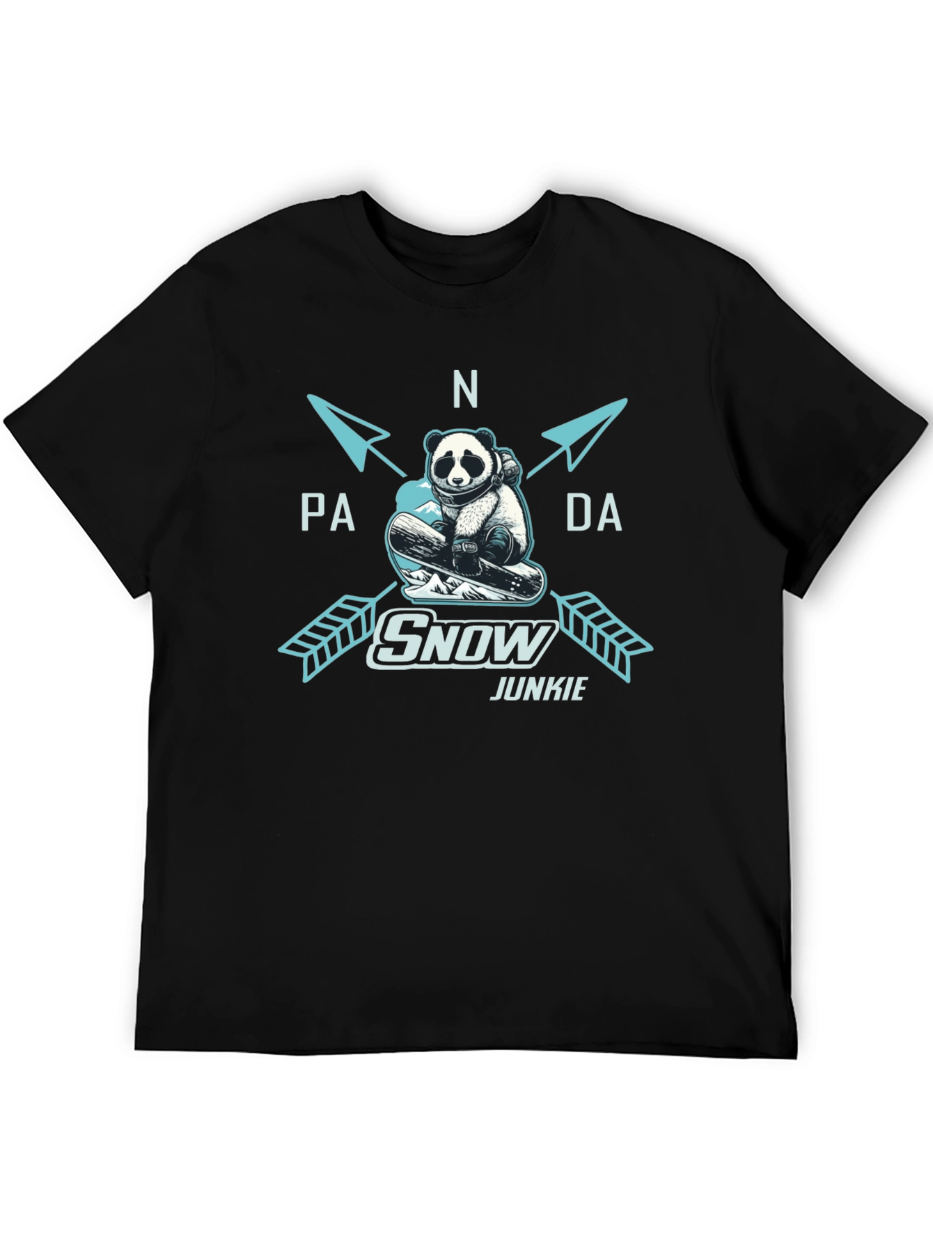 Panda Snow Junkie T-Shirt - Black Cotton Tee