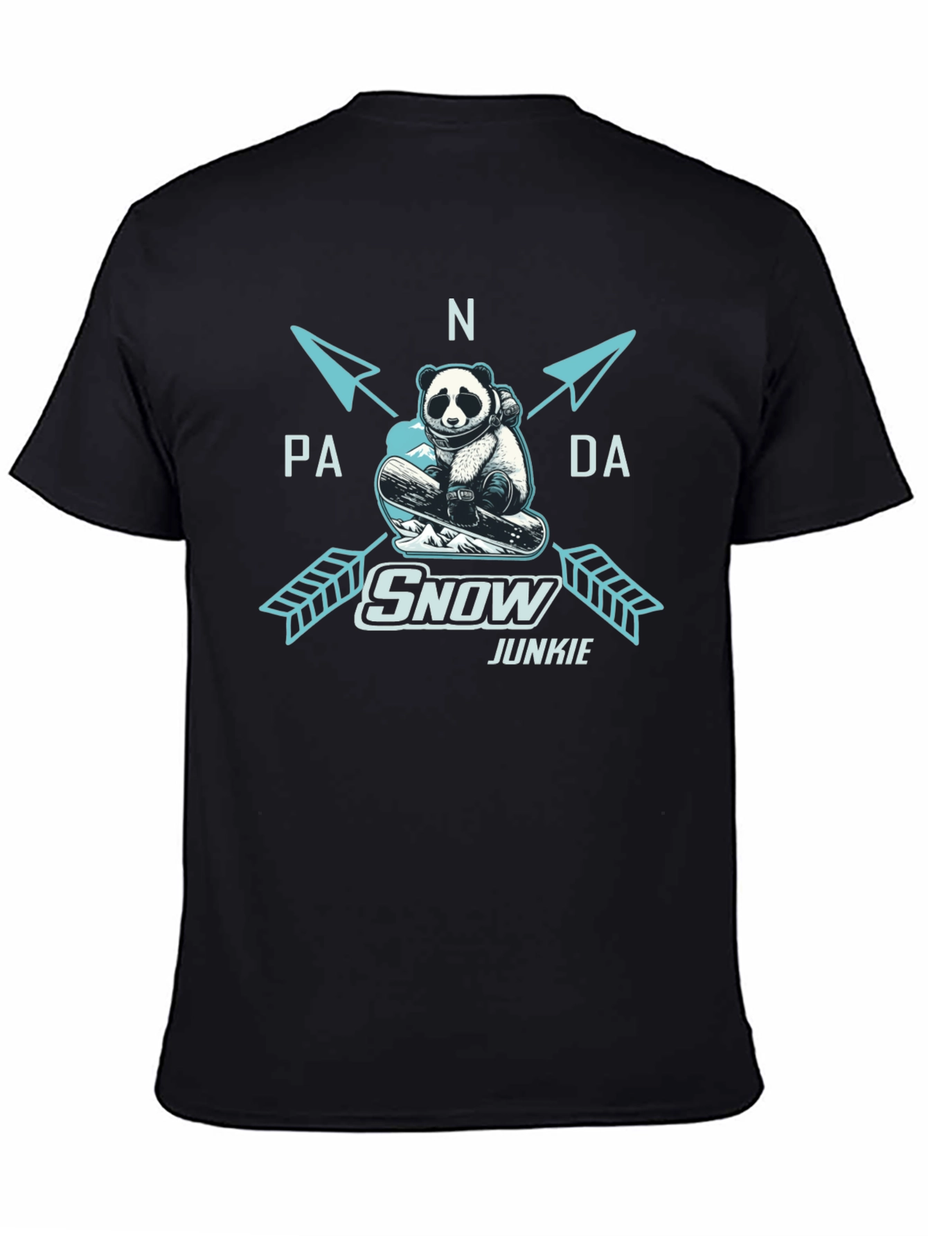 Panda Snow Junkie T-Shirt - Black Cotton Tee