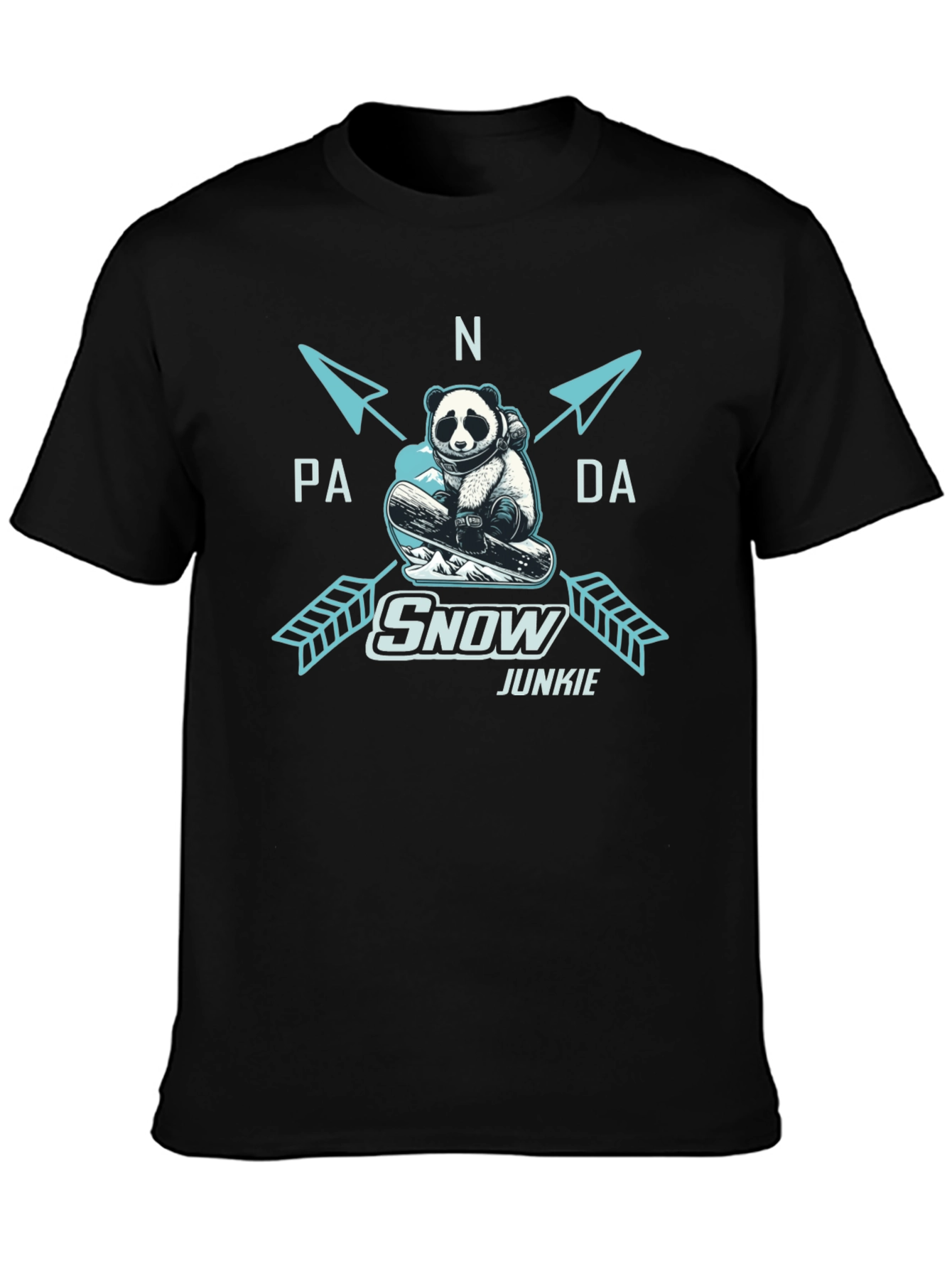 Panda Snow Junkie T-Shirt - Black Cotton Tee