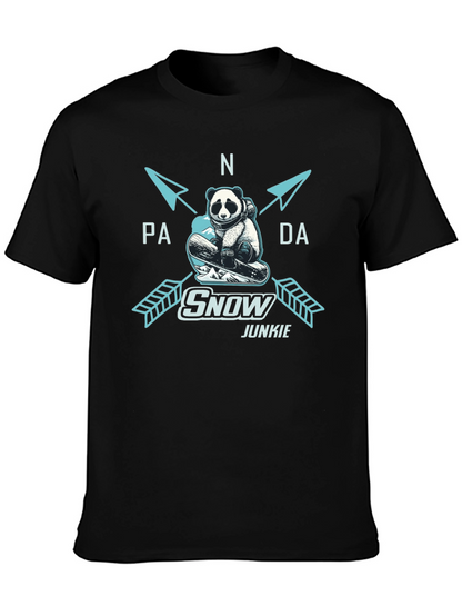 Panda Snow Junkie T-Shirt - Black Cotton Tee