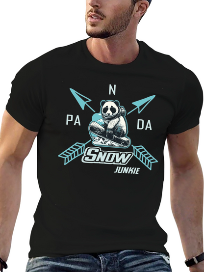 Panda Snow Junkie T-Shirt - Black Cotton Tee
