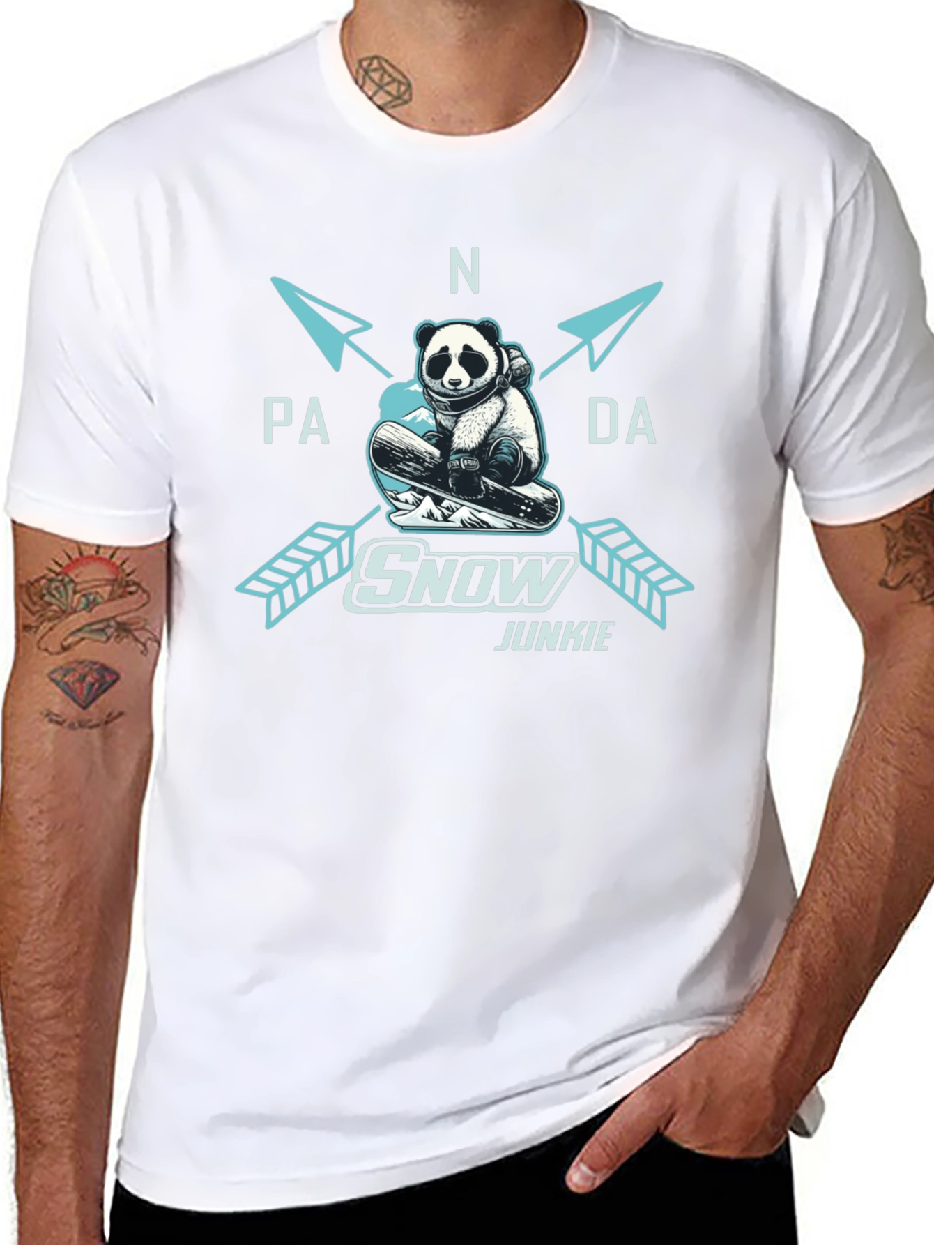 Panda Snow Junkie T-Shirt - Black Cotton Tee