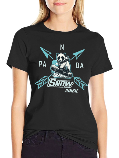 Panda Snow Junkie T-Shirt - Black Cotton Tee
