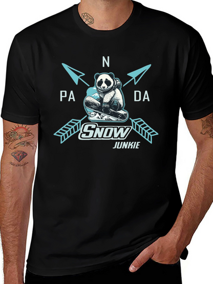 Panda Snow Junkie T-Shirt - Black Cotton Tee