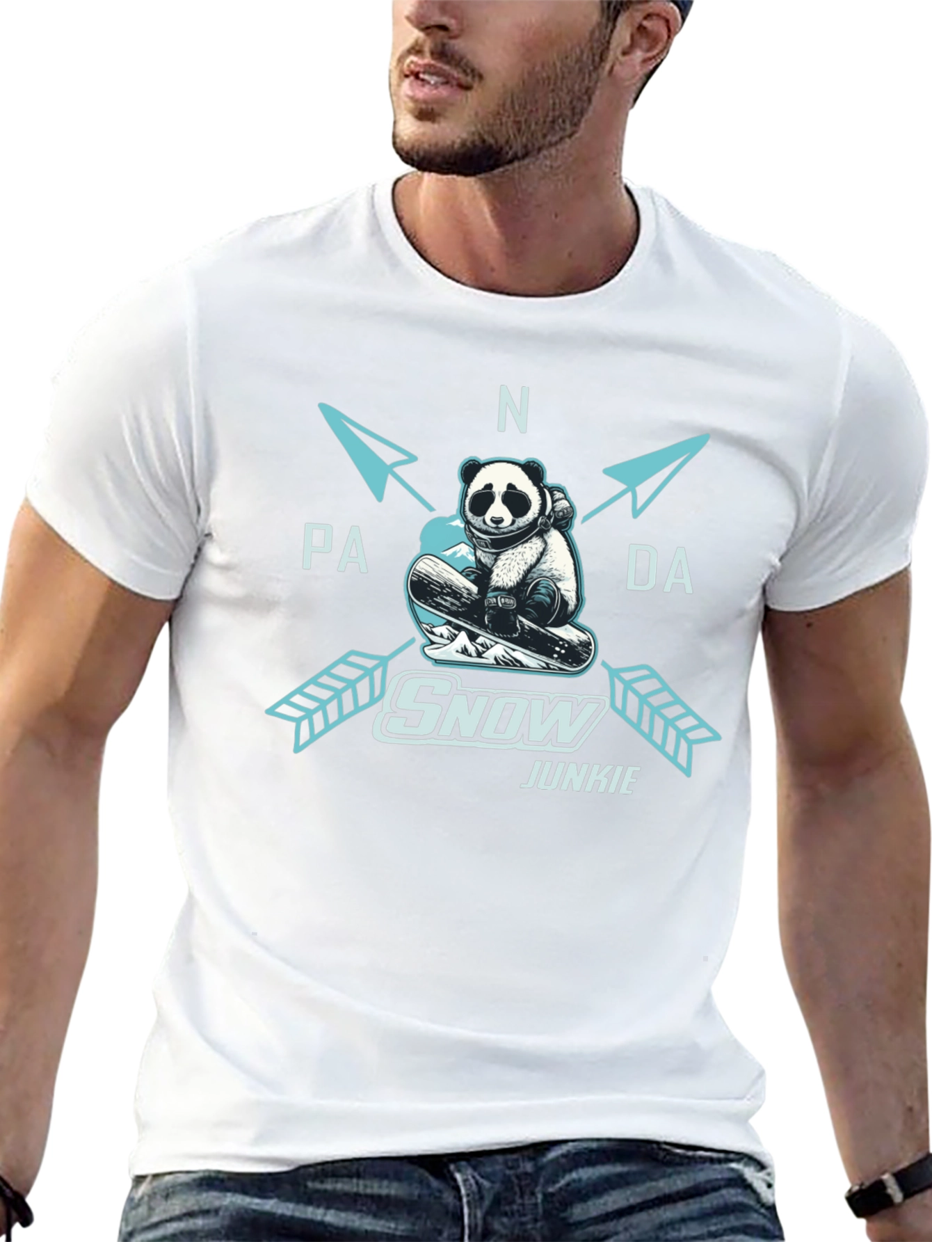 Panda Snow Junkie T-Shirt - Black Cotton Tee