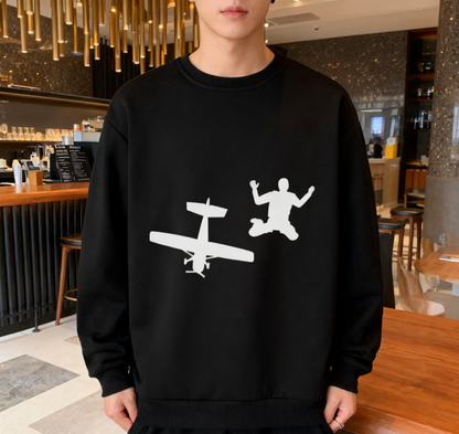Plane vs. Giant Silhouette Graphic Casual Crewneck