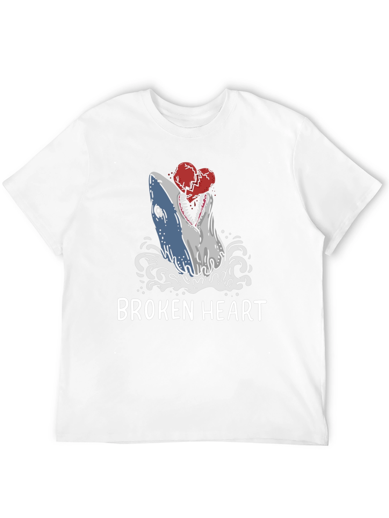 Broken Heart Shark T-Shirt - Novelty Graphic Tee