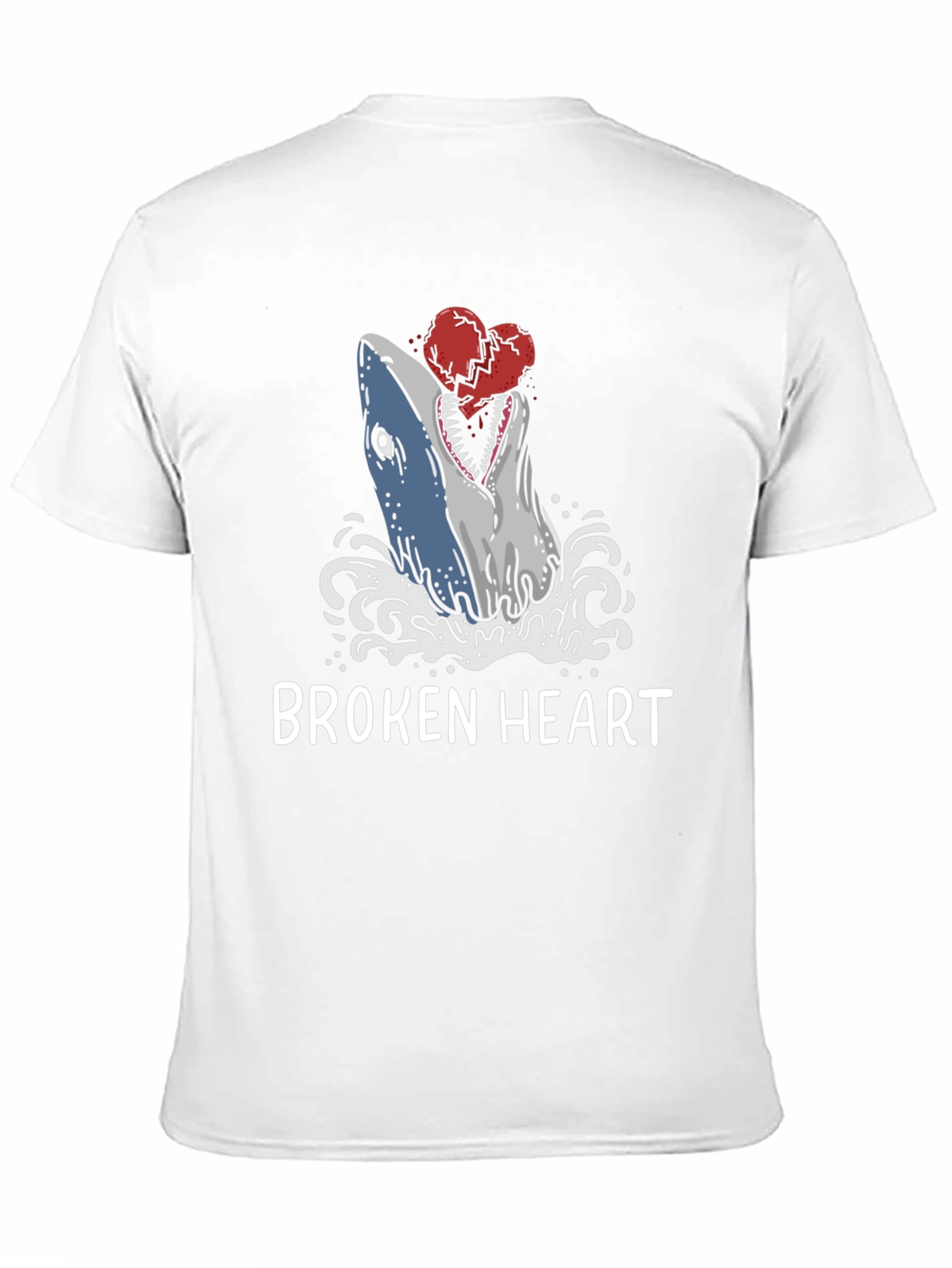 Broken Heart Shark T-Shirt - Novelty Graphic Tee