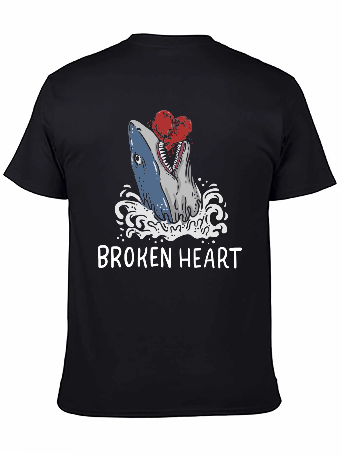Broken Heart Shark T-Shirt - Novelty Graphic Tee