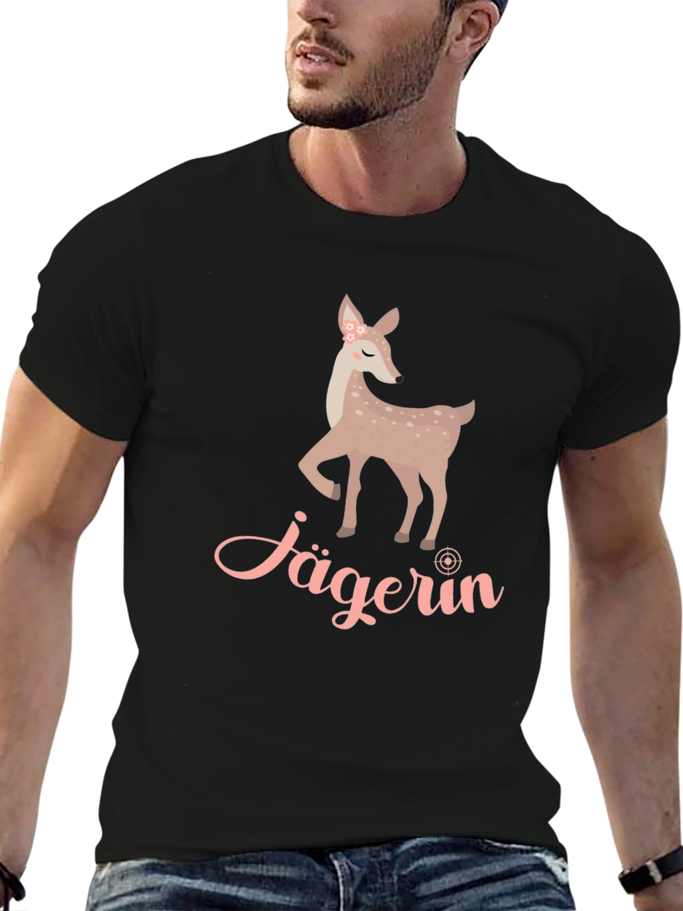 Jägerin Deer Graphic Tee - Black Cotton T-Shirt