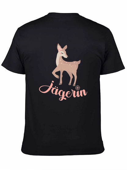 Jägerin Deer Graphic Tee - Black Cotton T-Shirt