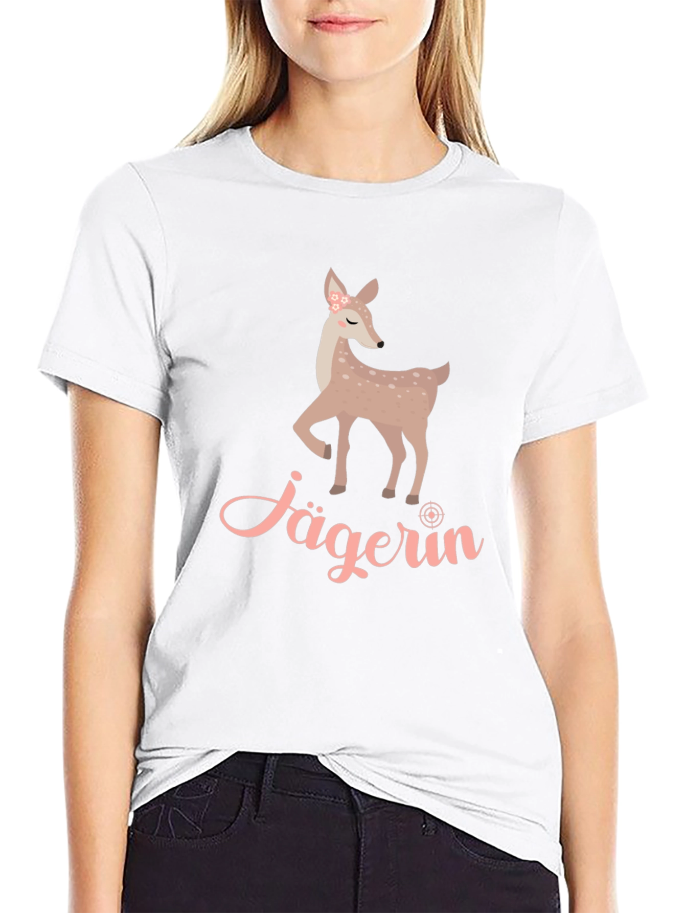 Jägerin Deer Graphic Tee - Black Cotton T-Shirt