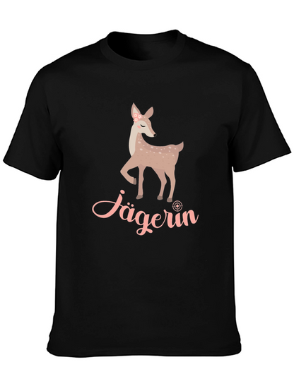 Jägerin Deer Graphic Tee - Black Cotton T-Shirt