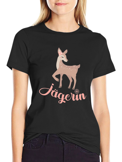 Jägerin Deer Graphic Tee - Black Cotton T-Shirt