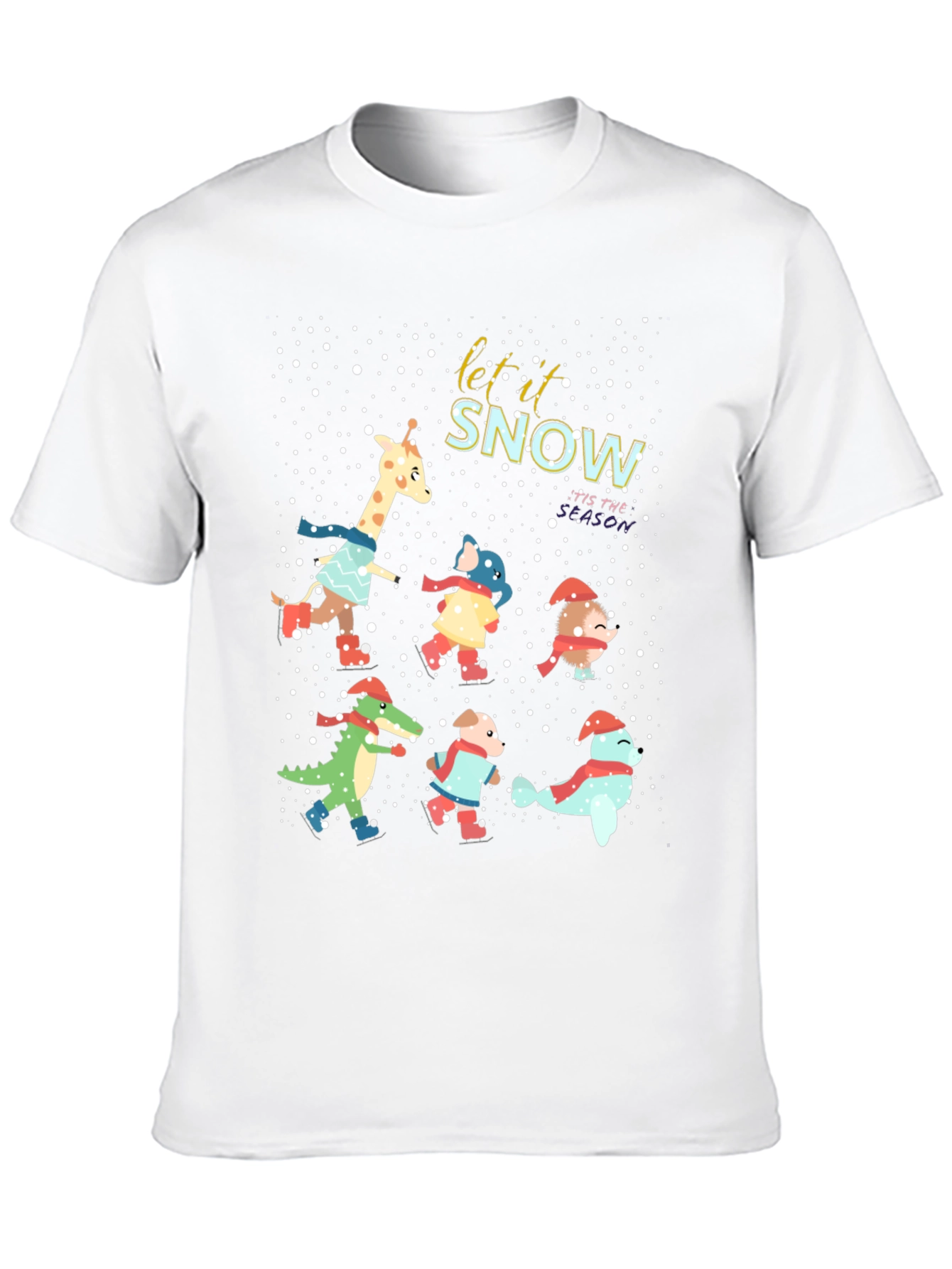 Festive Animal Skating Tee: Let It Snow!