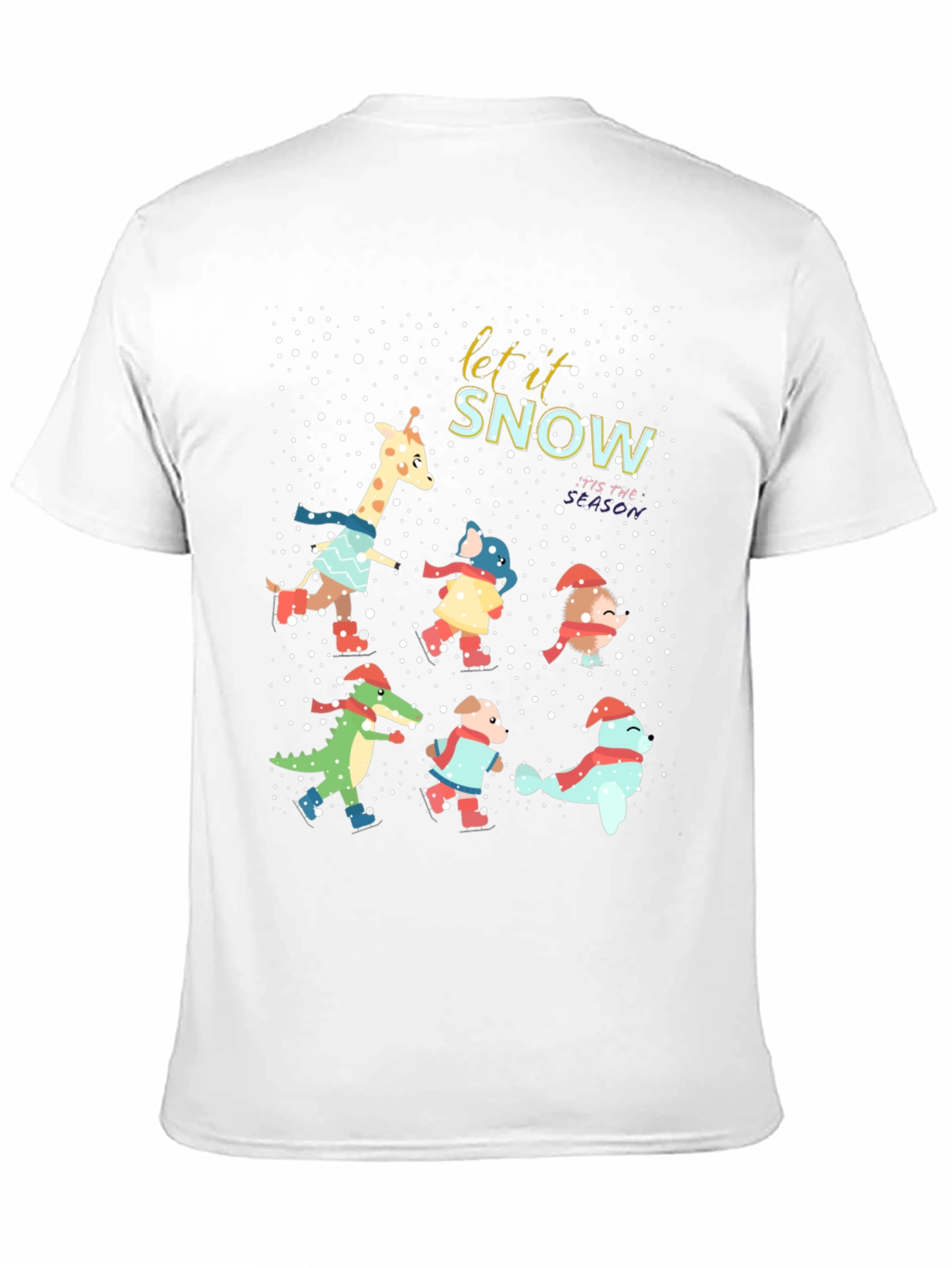 Festive Animal Skating Tee: Let It Snow!