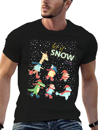 Festive Animal Skating Tee: Let It Snow!