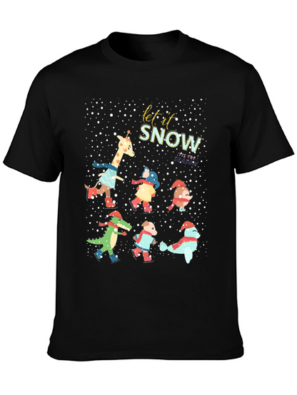 Festive Animal Skating Tee: Let It Snow!