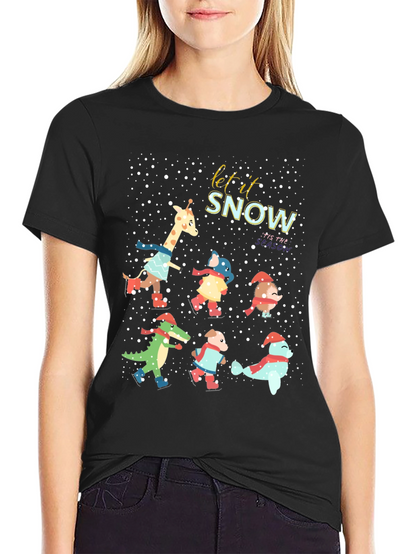 Festive Animal Skating Tee: Let It Snow!