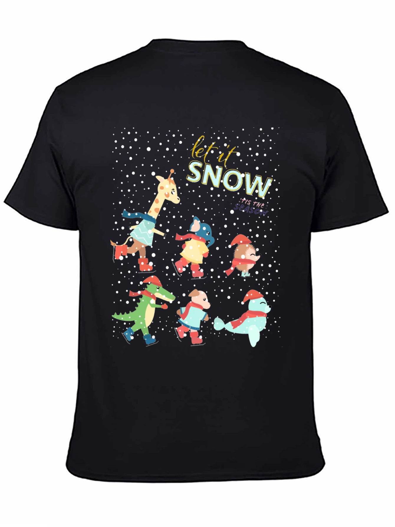 Festive Animal Skating Tee: Let It Snow!