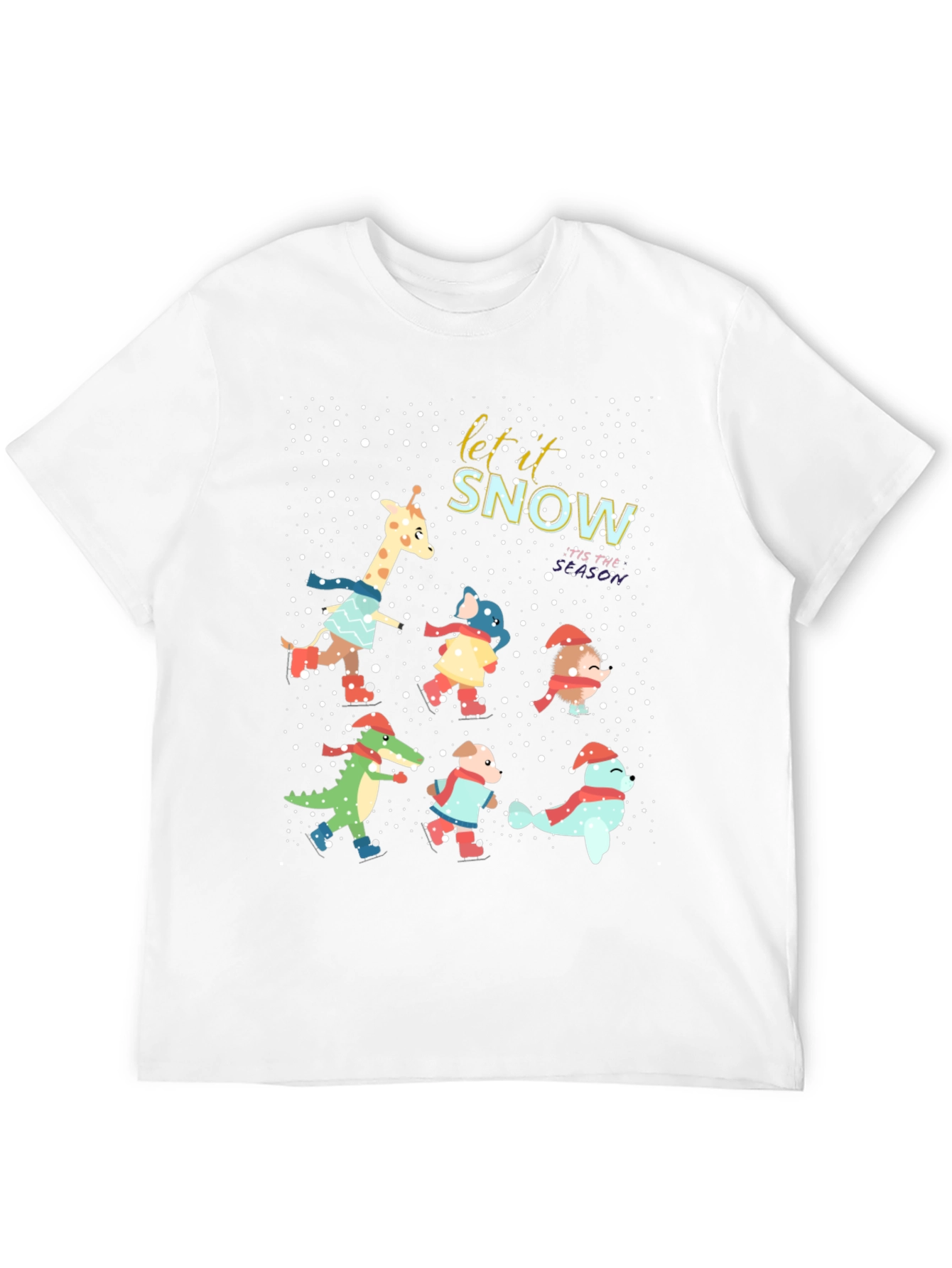 Festive Animal Skating Tee: Let It Snow!