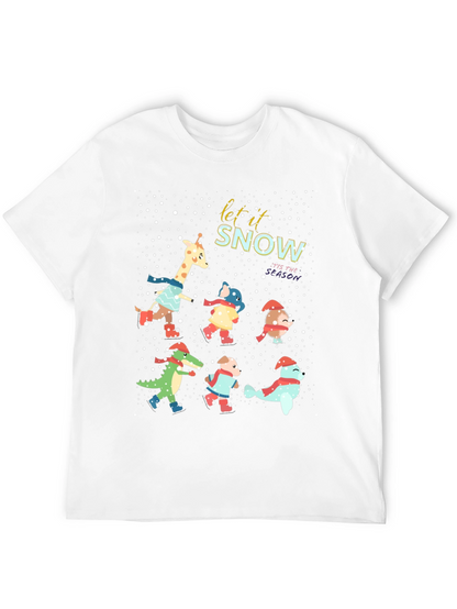 Festive Animal Skating Tee: Let It Snow!