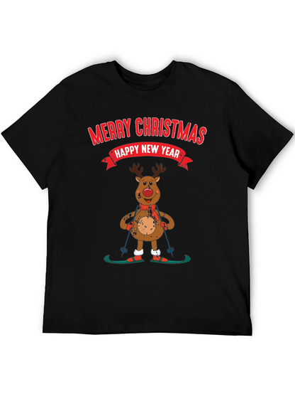 Merry Christmas Reindeer Skiing T-Shirt