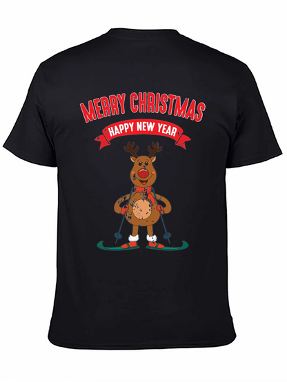 Merry Christmas Reindeer Skiing T-Shirt