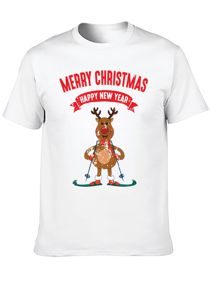 Merry Christmas Reindeer Skiing T-Shirt
